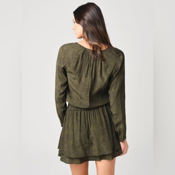 NWT Rails JASMINE OLIVE SPECKLED Smocked Waist Mini Fall Dress Size MEDIUM - Picture 4 of 16